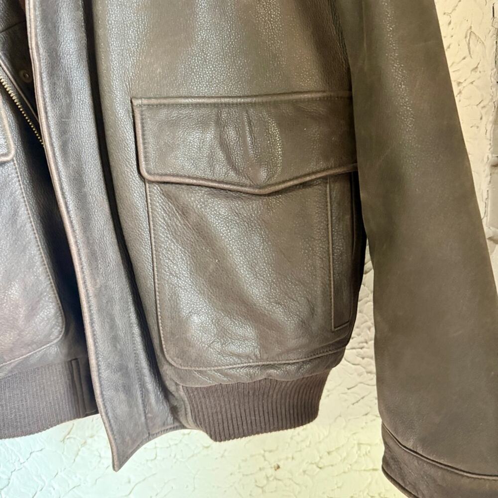 Vintage Eddie Bauer Lambskin Leather Goose Down Bomber Jacket with Plush Collar - Picture 3 of 16